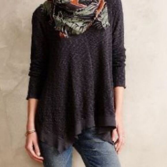 Left of Center Sz M Gray Sleeveless Slouchy Lagenlook Relaxed Fit Collar Top - Picture 3 of 10